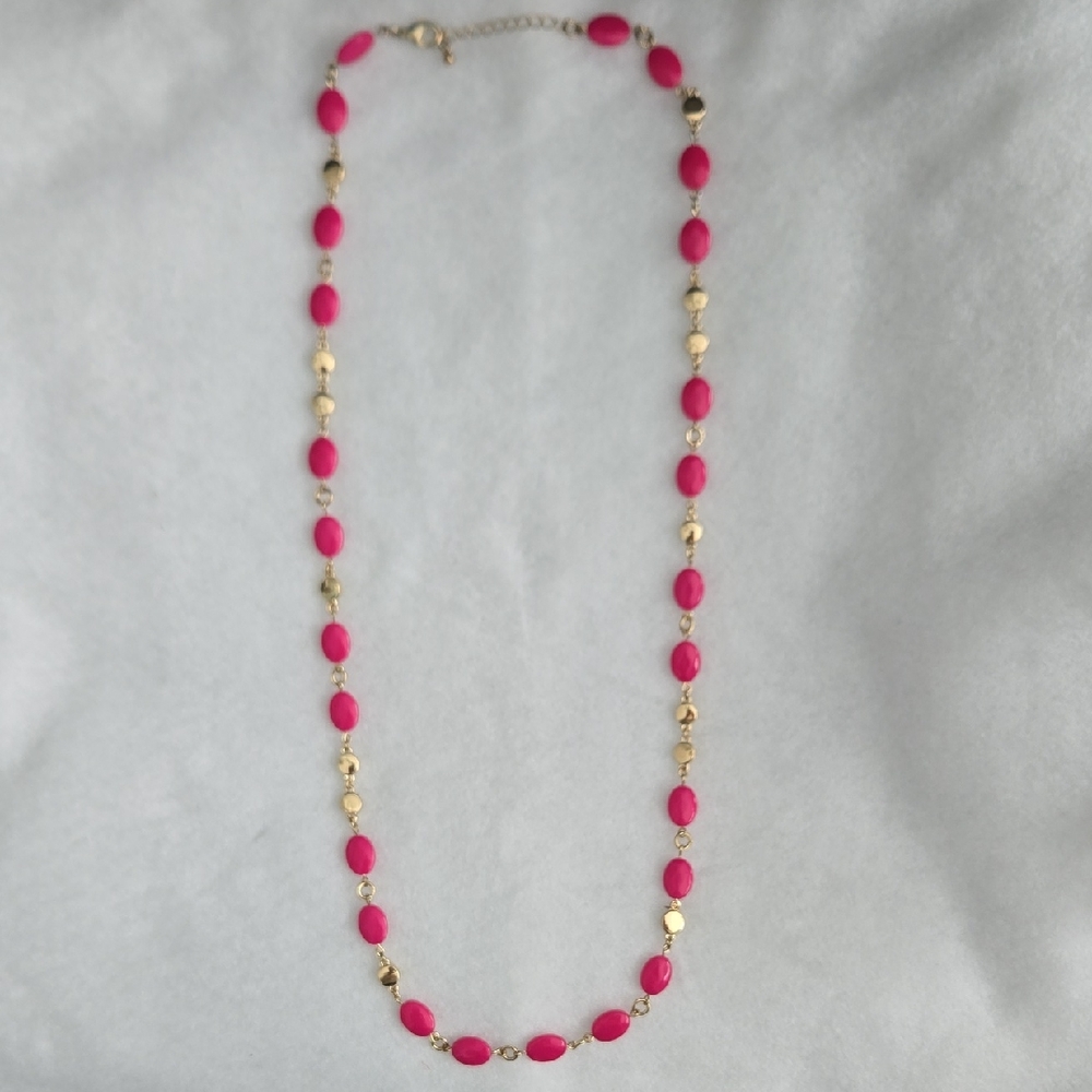 Elegant Pink and Gold Beaded Necklace